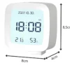 Digital väckarklocka LCD med datum temp luftfuktighet vit 8x8,5 cm