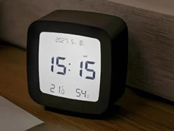 Digital väckarklocka LCD med datum, temperatur & luftfuktighet svart