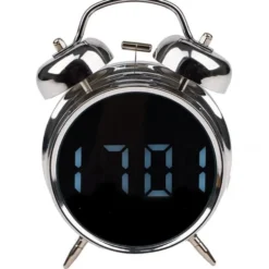 Digital väckarklocka retro LED-display ljudaktivering silver/vit
