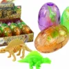 Dinosaurieägg leksak 9x7 cm transparent med 2 dinosauriefigurer