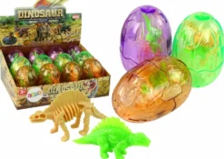 Dinosaurieägg leksak 9x7 cm transparent med 2 dinosauriefigurer