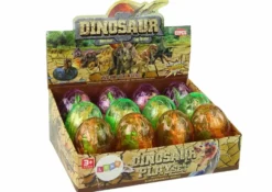 Dinosaurieägg leksak 9x7 cm transparent med 2 dinosauriefigurer