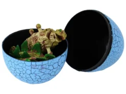 Dinosaurieägg med byggbar dinosauriefigur 9 cm, välj färg röd/grön/blå