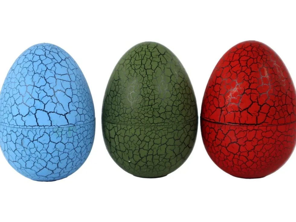 Dinosaurieägg med byggbar dinosauriefigur 9 cm, välj färg röd/grön/blå