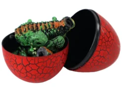 Dinosaurieägg med byggbar dinosauriefigur 9 cm, välj färg röd/grön/blå