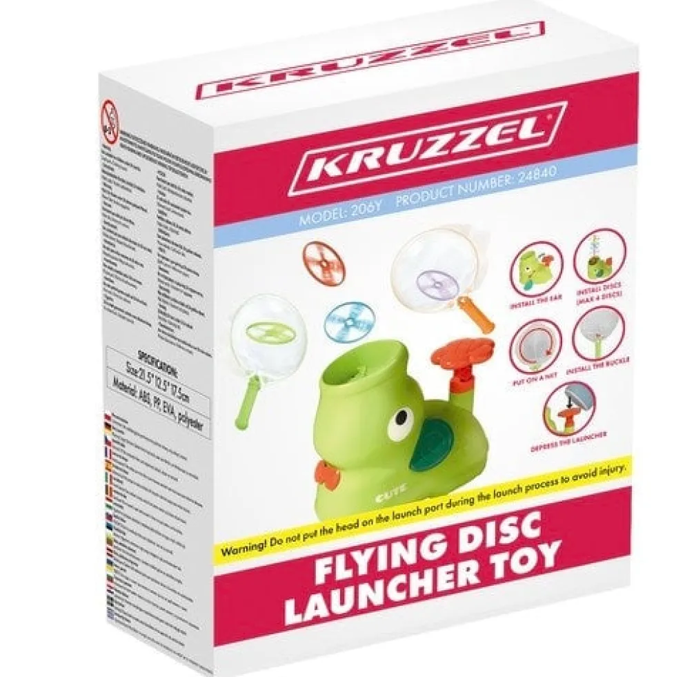 Disc launcher leksak med pump, 8 discar, 2 nät och skyddsglasögon