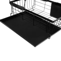 Diskställ 2 våningar med droppskål och bestickställ svart 43x29x27