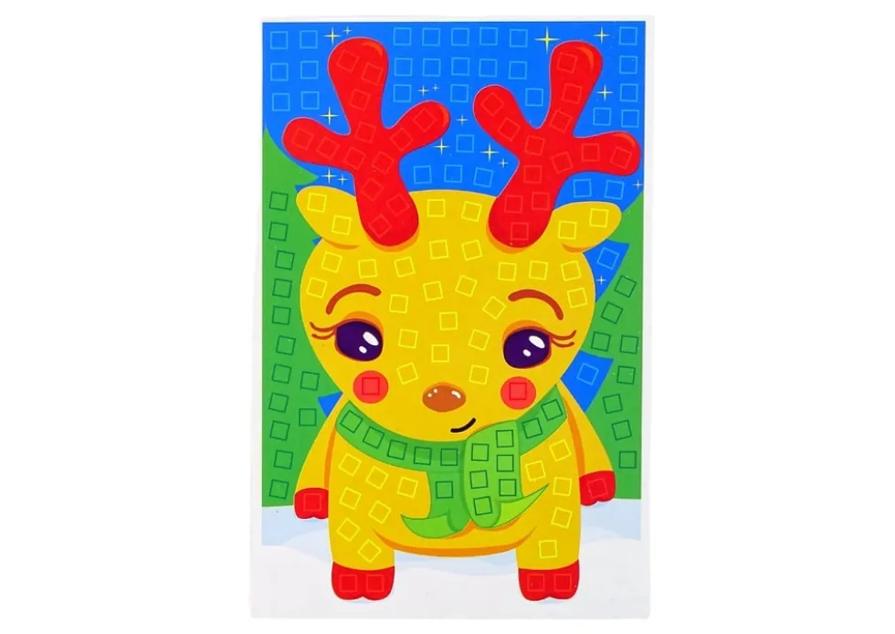 DIY mosaikpyssel julren 15x10 cm, klisterbild med färgade rutor
