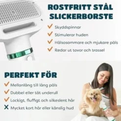 Djurhårtork 2 med Slicker Brush Grooming för katt och hund