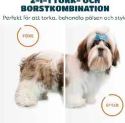 Djurhårtork 2 med Slicker Brush Grooming för katt och hund