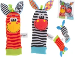 Djurstrumpor baby med skallra 2-pack mjuka polyester CE