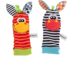 Djurstrumpor baby med skallra 2-pack mjuka polyester CE