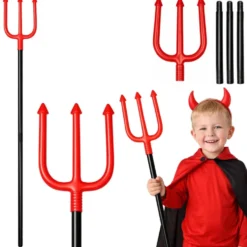Djävulsgrepe rekvisita 112 cm röd/svart plast 4 delar Halloween