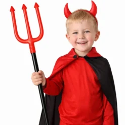 Djävulsgrepe rekvisita 112 cm röd/svart plast 4 delar Halloween
