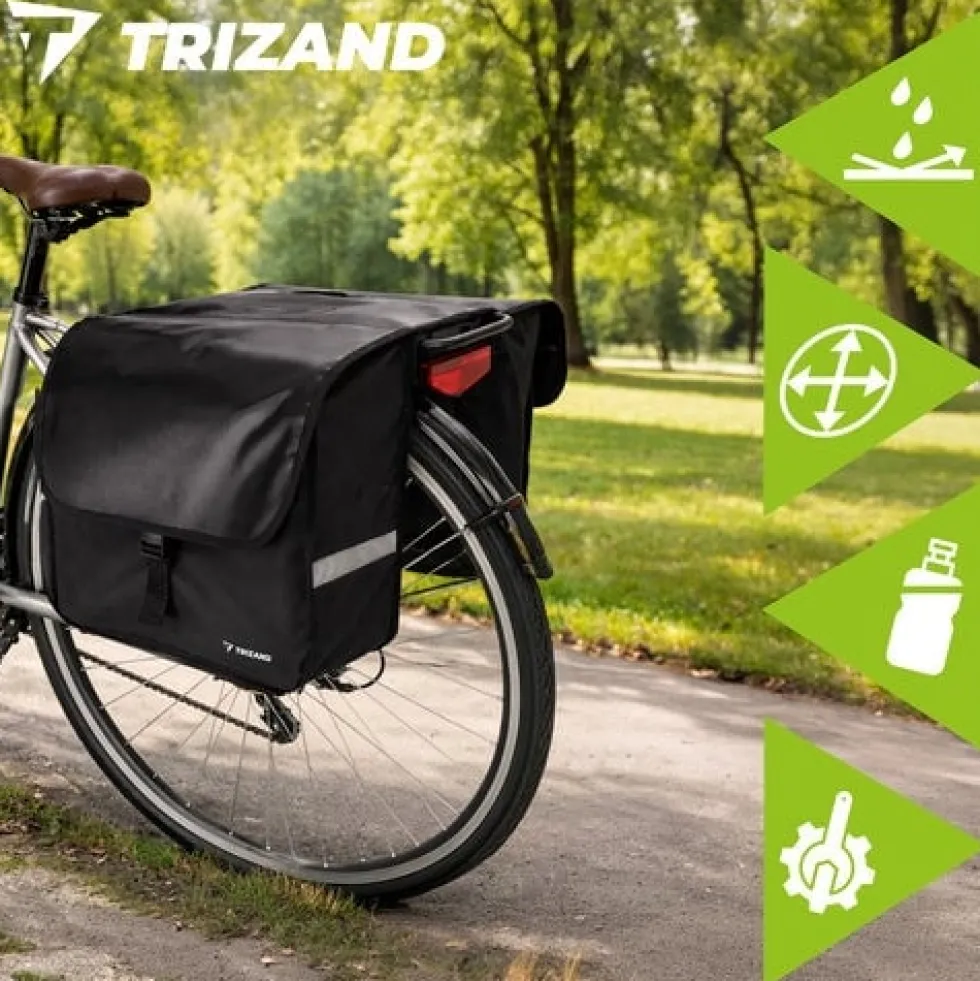 Dubbel cykelväska 28L vattentålig 600D PVC med reflex för pakethållare