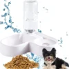 Dubbel matskål hund/katt med vattenautomat 500 ml plast 33 cm