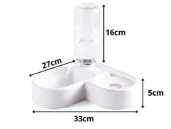 Dubbel matskål hund/katt med vattenautomat 500 ml plast 33 cm