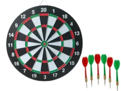 Dubbelsidig darttavla med 6 pilar