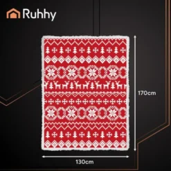 Dubbelvänd julfilt polyester 130x170 cm vit/röd maskintvättbar