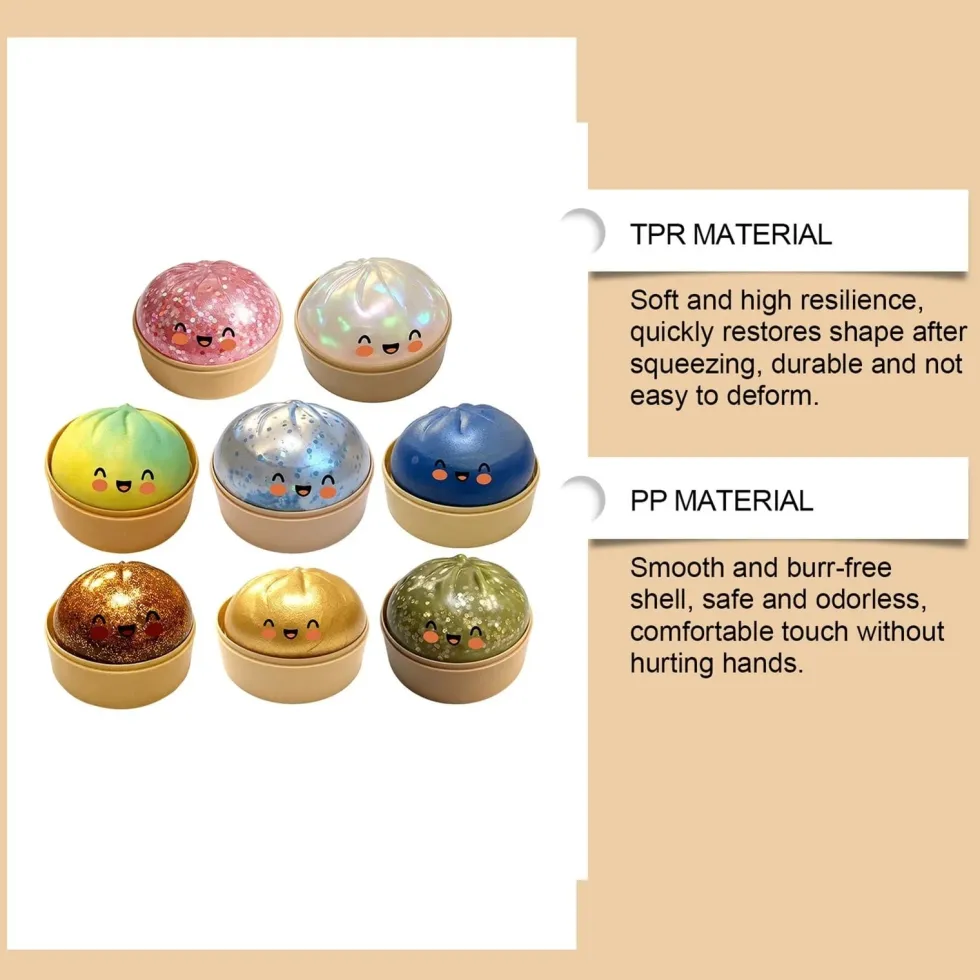 Dumpling Squishy Stressboll – Mjuk klämleksak för stress & ångest
