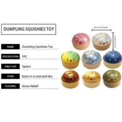 Dumpling Squishy Stressboll – Mjuk klämleksak för stress & ångest