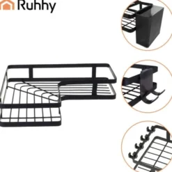 Duschhörnhylla set 2-pack självhäftande utan borrning stål svart