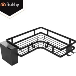 Duschhörnhylla set 2-pack självhäftande utan borrning stål svart