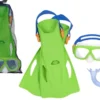 Dykset mask snorkel fenor grön stl 37-41 barn 7+ latexfri