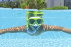 Dykset mask snorkel fenor grön stl 37-41 barn 7+ latexfri