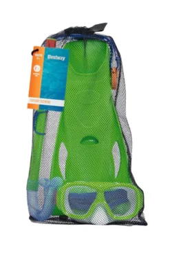 Dykset mask snorkel fenor grön stl 37-41 barn 7+ latexfri