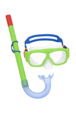 Dykset mask snorkel fenor grön stl 37-41 barn 7+ latexfri
