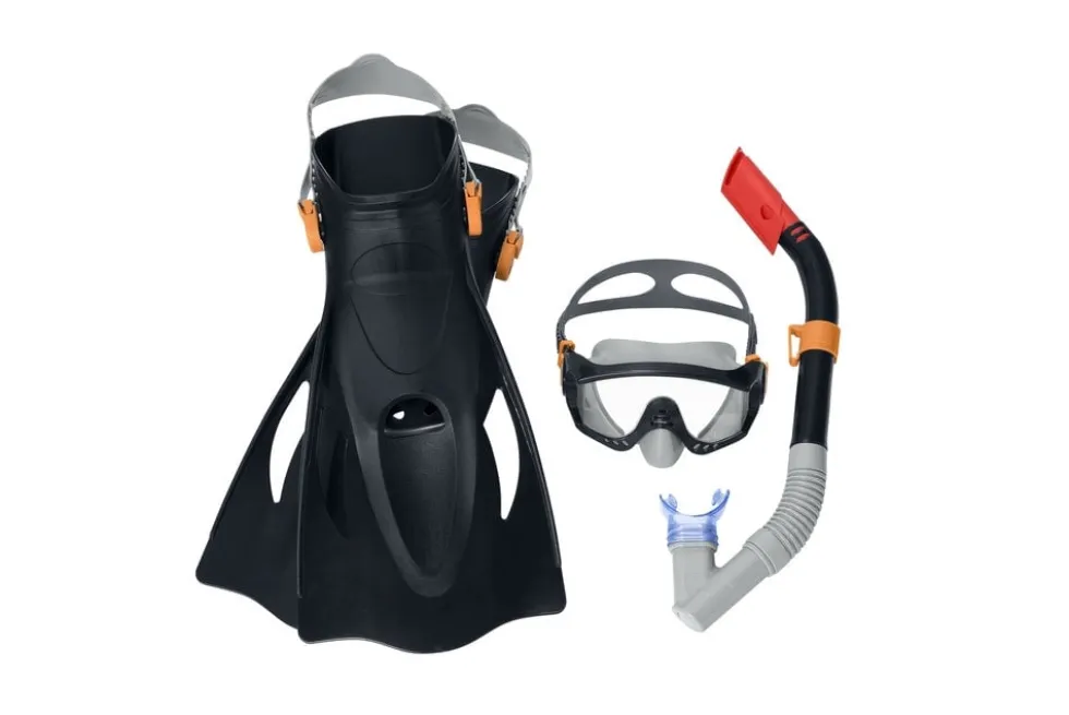 Dykset mask snorkel fenor 41-46, härdat glas, UV-skydd, 14+