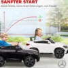 Elbil för barn, 12V barnbil med fjärrkontroll, LED-lampor, musik, 3 hastigheter, 3-6 år, vit