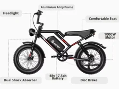 2026 - Elcykel - Ebike - S8 OOK-TEK 1000W 48V 17.5ah - 45km