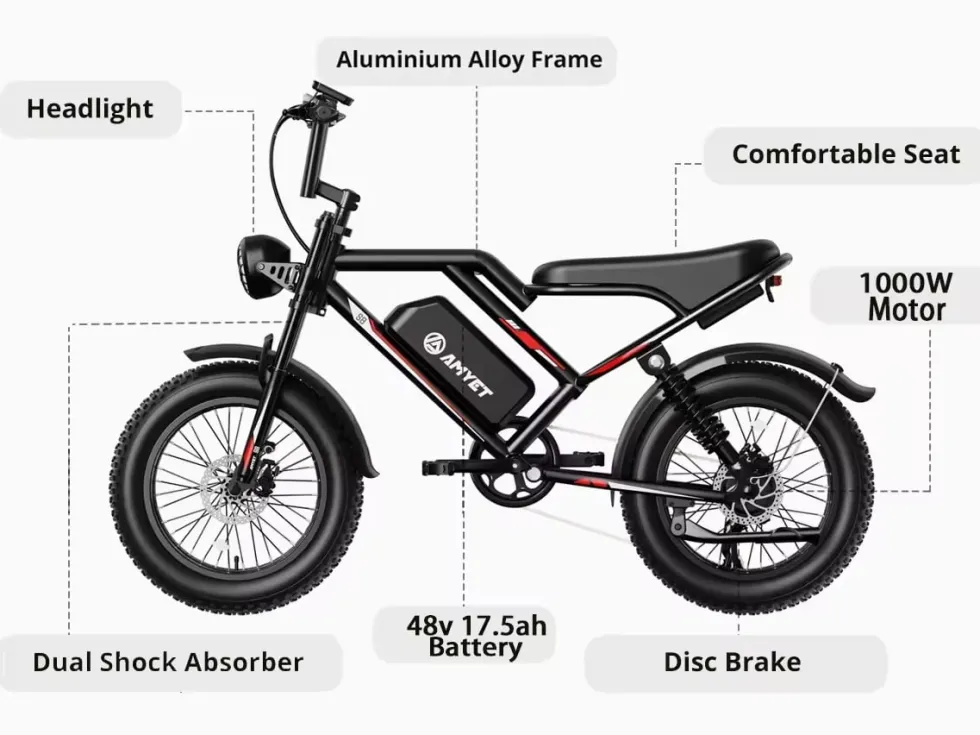 2026 - Elcykel - Ebike - S8 OOK-TEK 1000W 48V 17.5ah - 45km