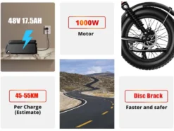 2026 - Elcykel - Ebike - S8 OOK-TEK 1000W 48V 17.5ah - 45km
