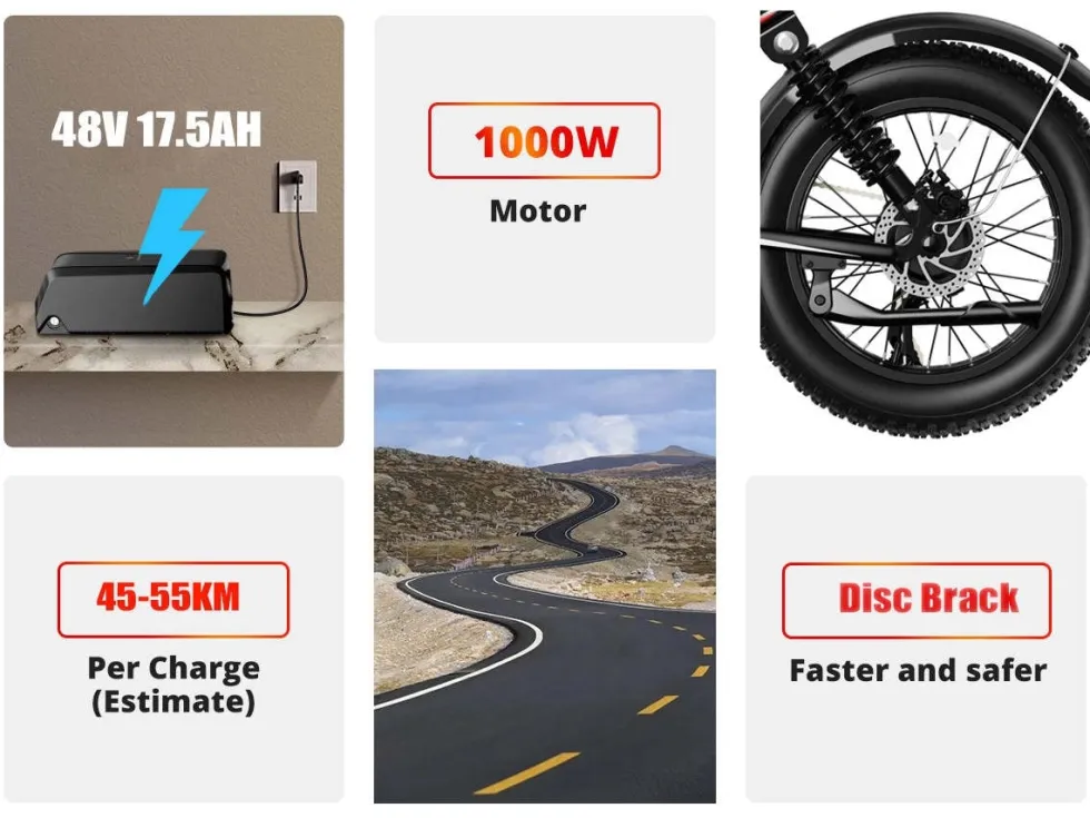 2026 - Elcykel - Ebike - S8 OOK-TEK 1000W 48V 17.5ah - 45km
