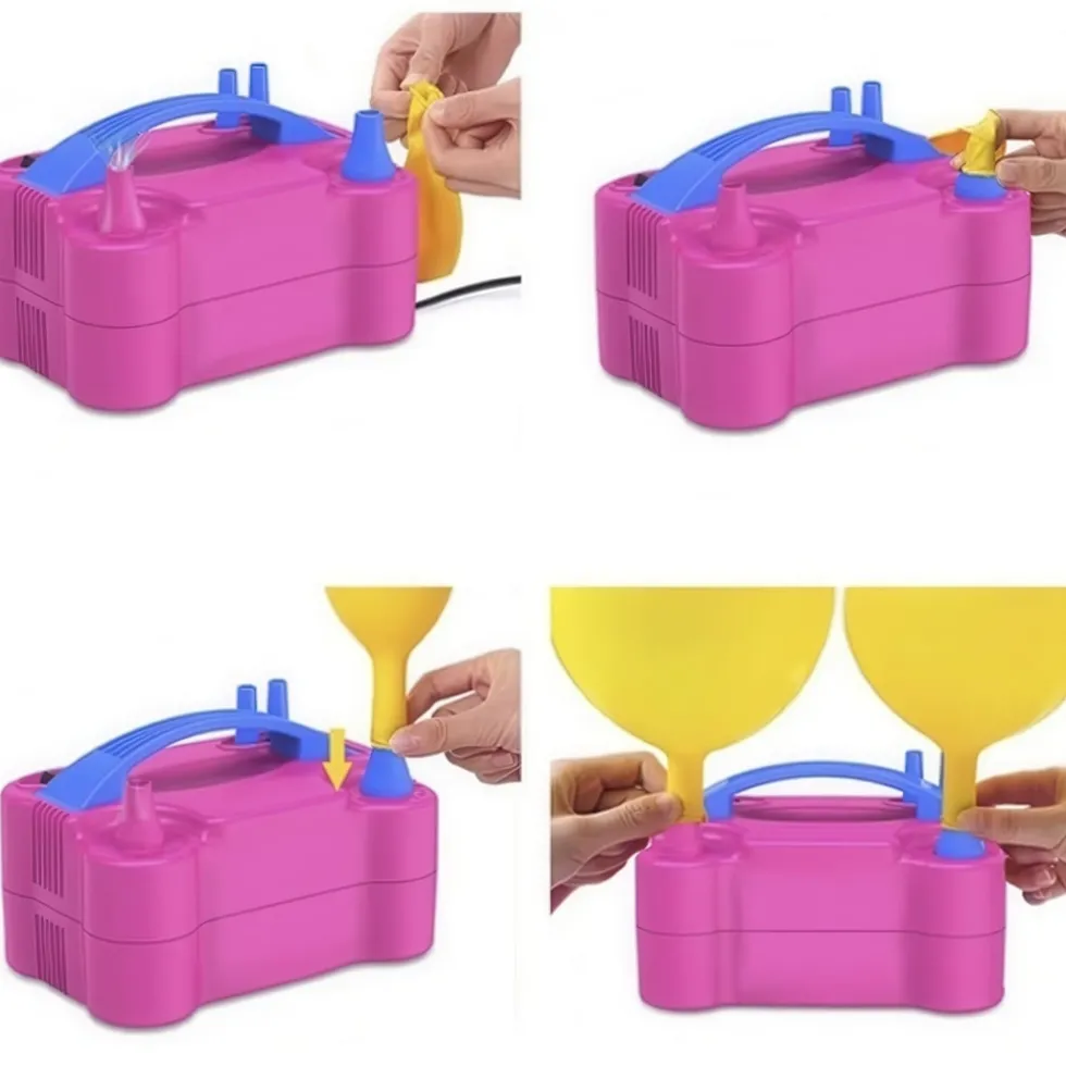Elektrisk ballongpump med dubbelmunstycke 600 W