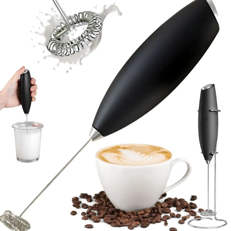 Elektrisk mjölkskummare med ställ för kaffe