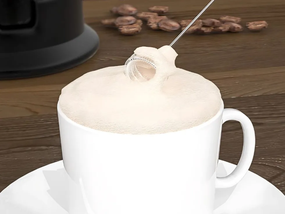 Elektrisk mjölkskummare med ställ för kaffe