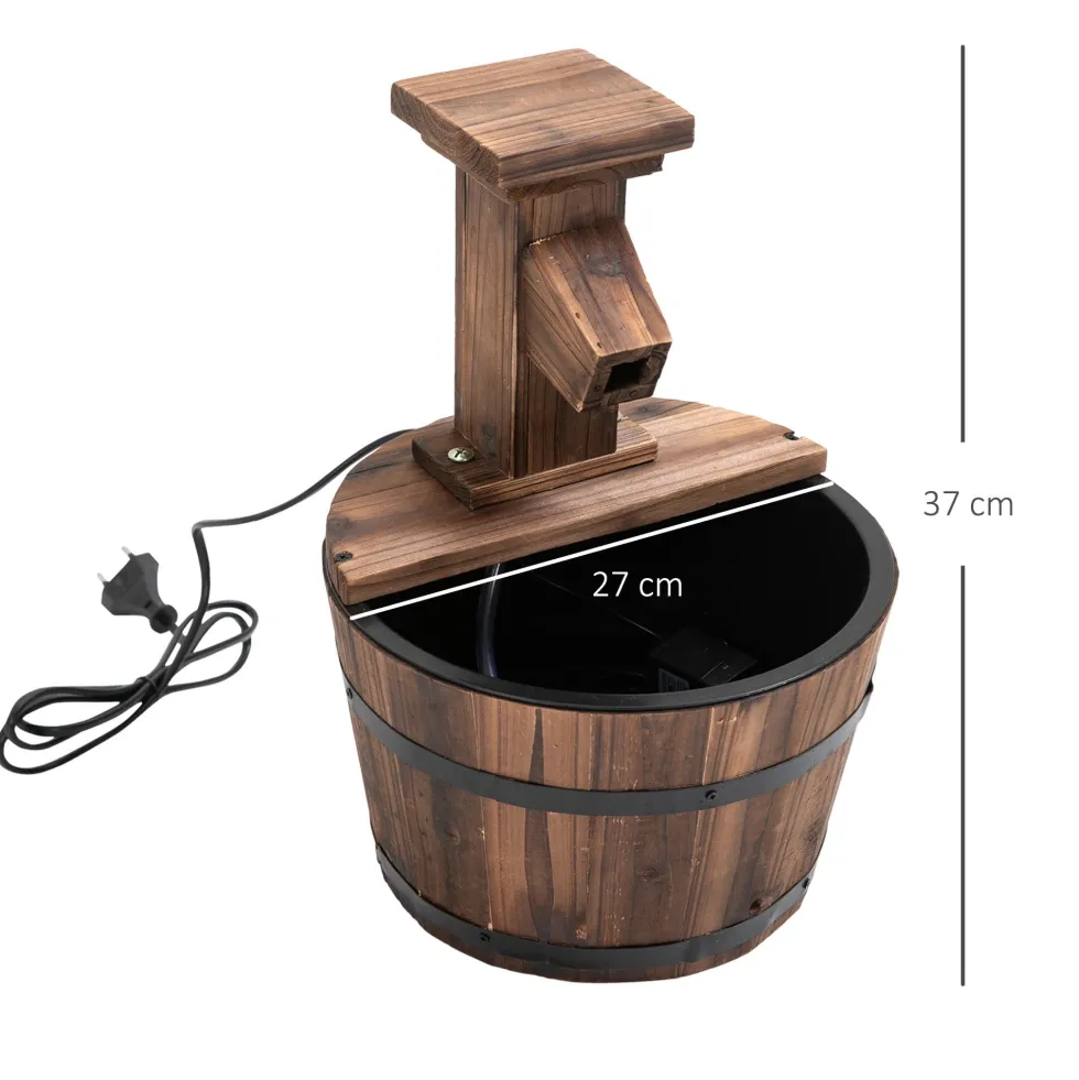 Elektrisk trädgårdsfontän med träpump för inomhusbruk, vattenfunktion Ø27x37cm