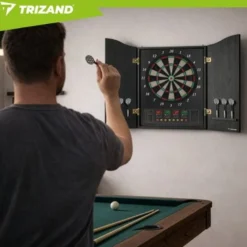 Elektronisk darttavla 45 cm med ljud/ljus, flera spel, batteri/adapter