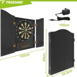 Elektronisk darttavla 45 cm med ljud/ljus, flera spel, batteri/adapter