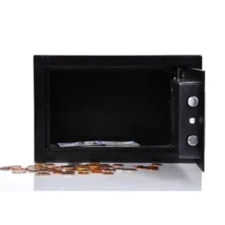 Elektroniskt värdeskåp 10L med kod och nyckel, svart stål 20x31x20 cm