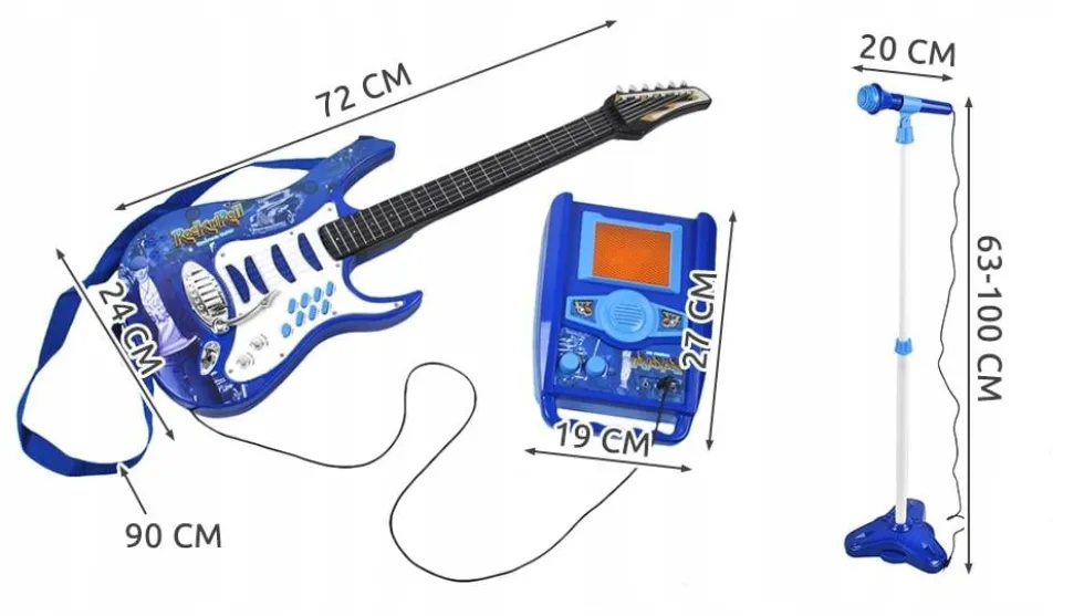 Elgitarr med förstärkare och mikrofon för barn