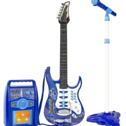 Elgitarr med förstärkare och mikrofon för barn