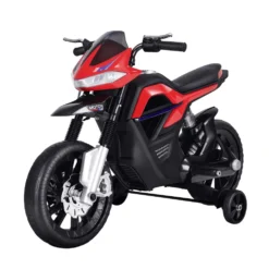Elmotorcykel för barn, leksaksmotorcykel för barn 3+ år, 6V-batteri, med ljus och musik, 105x52,3x62,3cm, röd
