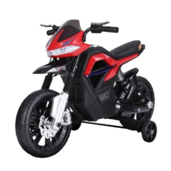 Elmotorcykel för barn, leksaksmotorcykel för barn 3+ år, 6V-batteri, med ljus och musik, 105x52,3x62,3cm, röd
