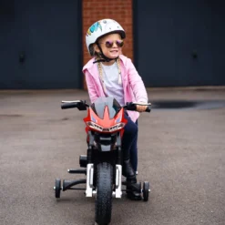 Elmotorcykel för barn, leksaksmotorcykel för barn 3+ år, 6V-batteri, med ljus och musik, 105x52,3x62,3cm, röd