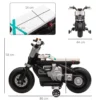 Elmotorcykel för barn med strålkastare, musik, tuta, hastighet 3 km/h för barn i åldrarna 3-5, 86x44x58cm, svart och vit